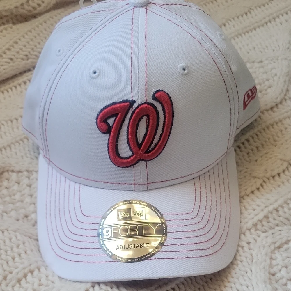 New Era Women's White Cap with Red Embroidery